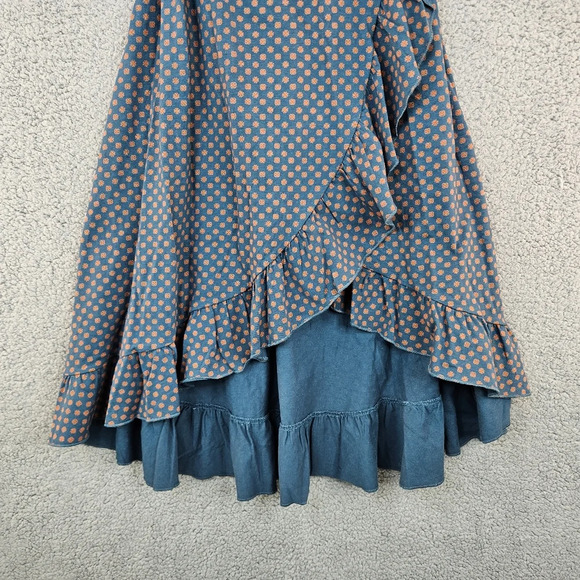 Matilda Jane, choose your own path green-burnt orange true wrap dress Sz XS - Picture 6 of 11